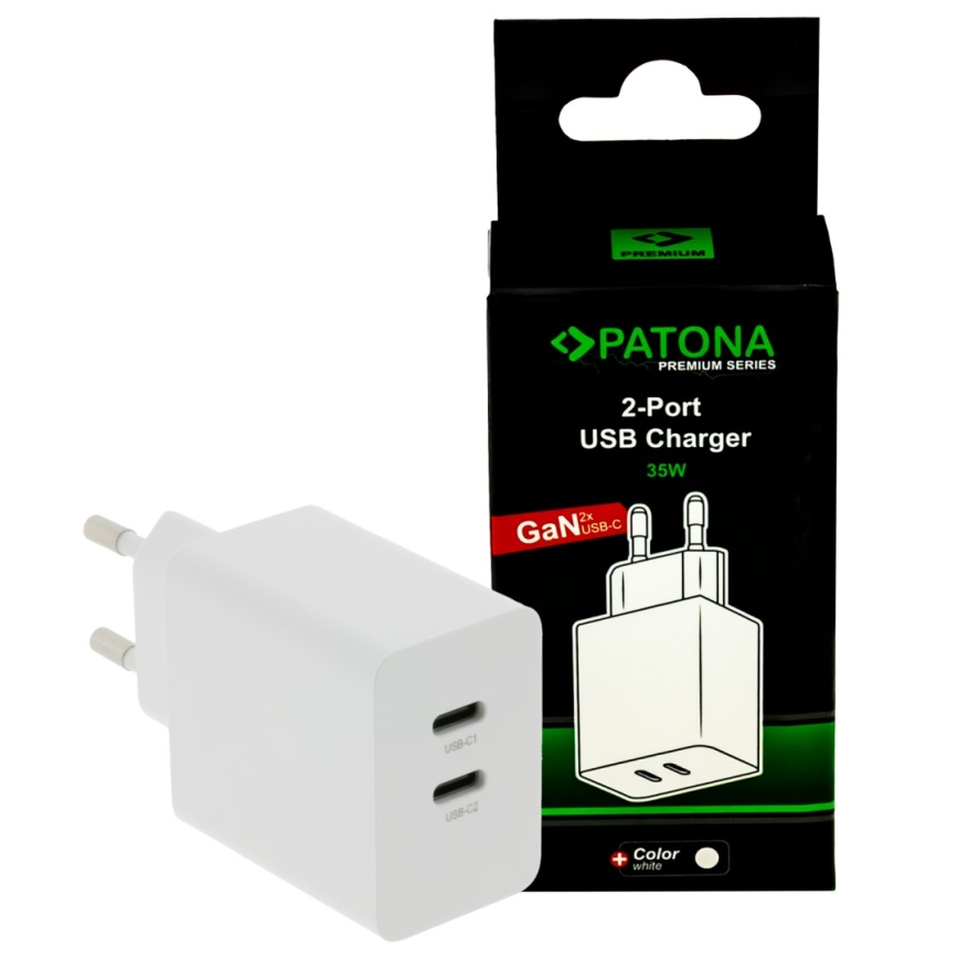 PATONA - Latausadapteri Power delivery 35W 2xUSB-C -PD 3.0