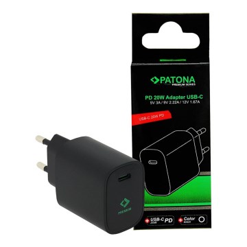PATONA - Latausadapteri USB-C Power delivery 20W/230V musta