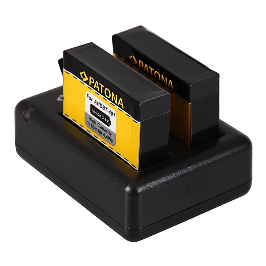 PATONA - Laturi Dual GoPro Hero 4 USB + 2x akku Aku 1160mAh