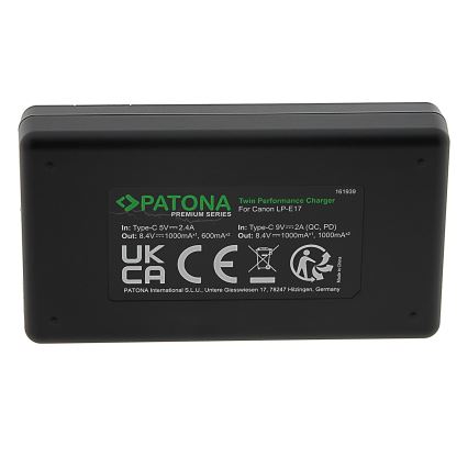 PATONA - Pikalaturi Dual Canon LP-E17 + kaapeli USB-C 0,6m