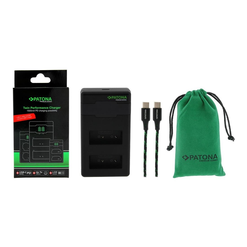 PATONA - Pikalaturi Dual Fuji NP-W126 + kaapeli USB-C 0,6m