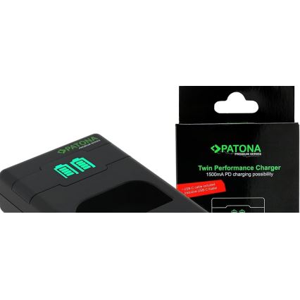 PATONA - Pikalaturi Dual Fuji NP-W126 + kaapeli USB-C 0,6m