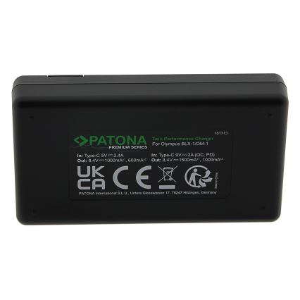 PATONA - Pikalaturi Dual Olympus BLX-1 + kaapeli USB-C 0,6m