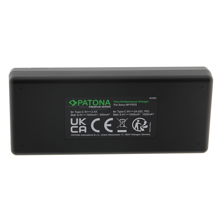 PATONA - Pikalaturi Dual Sony F550/F750/F970/FM50 + kaapeli USB-C 0,6m