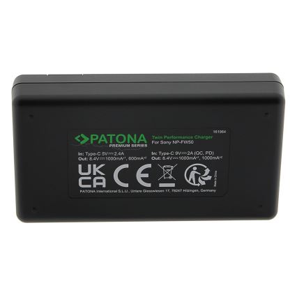 PATONA - Pikalaturi Dual Sony NP-FW50 + kaapeli USB-C 0,6m