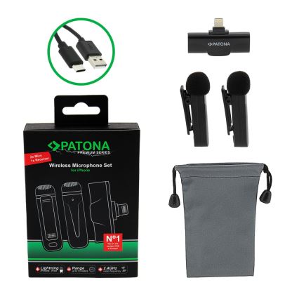 PATONA - SETTI 2x Langaton mikrofoni iPhonelle USB-C 5V