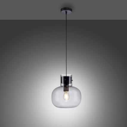 Paul Neuhaus 2003-25 - Kattokruunu johdossa SHITAKE 1xE27/10W/230V halkaisija 25 cm savustettu