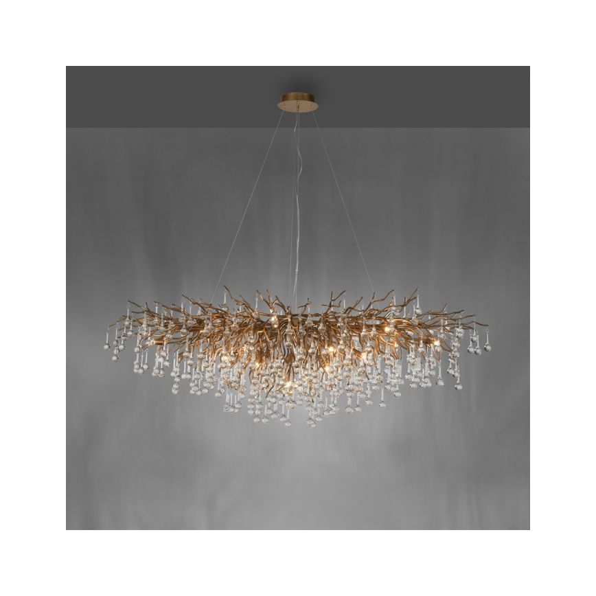 Paul Neuhaus 2031-11 - Kattokruunu johdossa ICICLE 15xG9/40W/230V 75x150 cm messinki