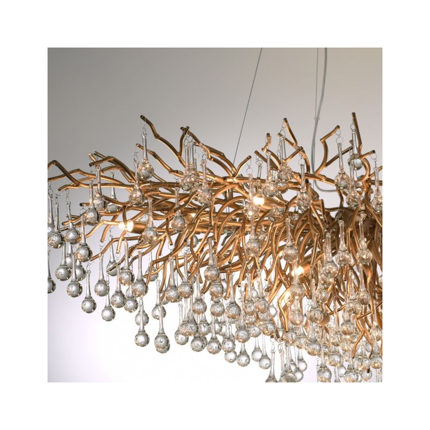 Paul Neuhaus 2031-11 - Kattokruunu johdossa ICICLE 15xG9/40W/230V 75x150 cm messinki