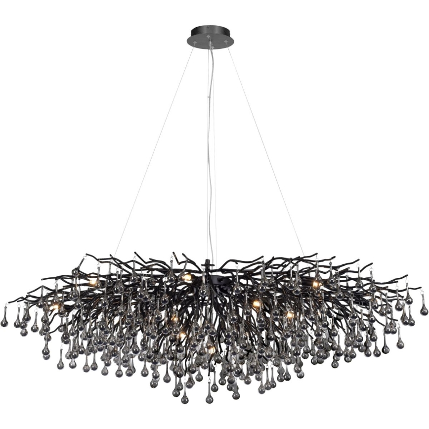 Paul Neuhaus 2031-18 - Riippuvalaisin kaapelilla ICICLE 15xG9/40W/230V 75x150 cm musta