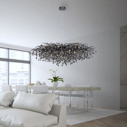 Paul Neuhaus 2031-18 - Riippuvalaisin kaapelilla ICICLE 15xG9/40W/230V 75x150 cm musta