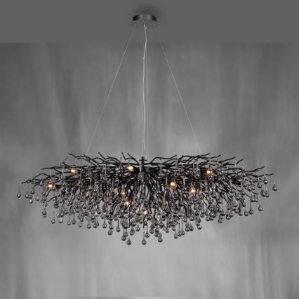 Paul Neuhaus 2031-18 - Riippuvalaisin kaapelilla ICICLE 15xG9/40W/230V 75x150 cm musta