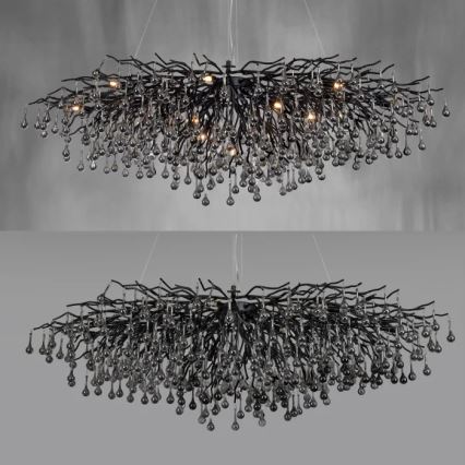 Paul Neuhaus 2031-18 - Riippuvalaisin kaapelilla ICICLE 15xG9/40W/230V 75x150 cm musta