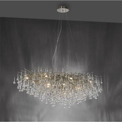 Paul Neuhaus 2031-55 - Kattokruunu johdossa ICICLE 15xG9/40W/230V 75x150 cm kiiltävä kromi