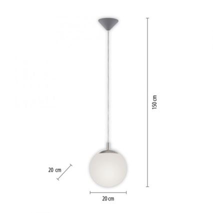 Paul Neuhaus 2072-55 - Kattokruunu johdossa BOLO 1xE27/60W/230V halkaisija 20 cm