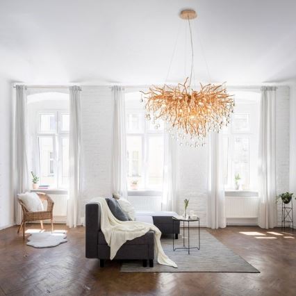 Paul Neuhaus 2192-11 - Kattokruunu johdossa ICICLE 10xG9/40W/230V 50x100 cm messinki