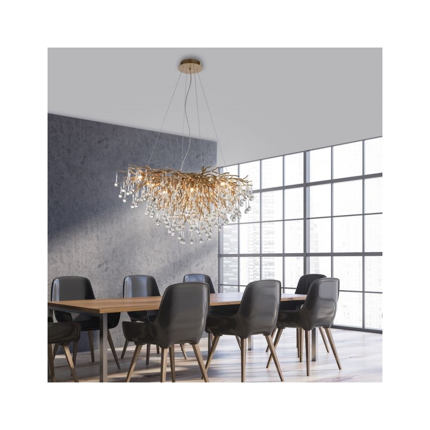 Paul Neuhaus 2192-11 - Kattokruunu johdossa ICICLE 10xG9/40W/230V 50x100 cm messinki