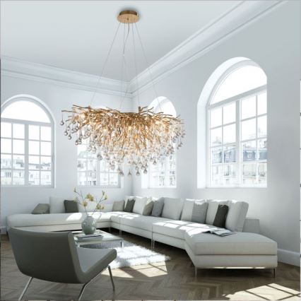 Paul Neuhaus 2192-11 - Kattokruunu johdossa ICICLE 10xG9/40W/230V 50x100 cm messinki