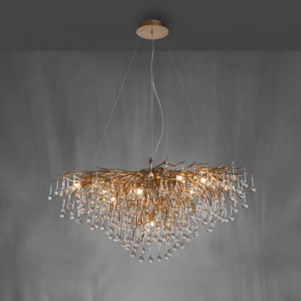 Paul Neuhaus 2192-11 - Kattokruunu johdossa ICICLE 10xG9/40W/230V 50x100 cm messinki