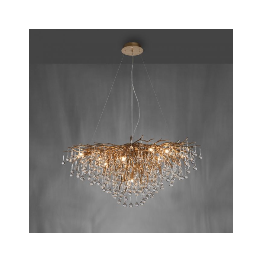Paul Neuhaus 2192-11 - Kattokruunu johdossa ICICLE 10xG9/40W/230V 50x100 cm messinki