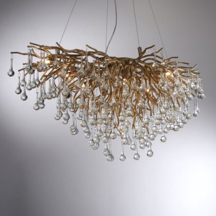 Paul Neuhaus 2192-11 - Kattokruunu johdossa ICICLE 10xG9/40W/230V 50x100 cm messinki
