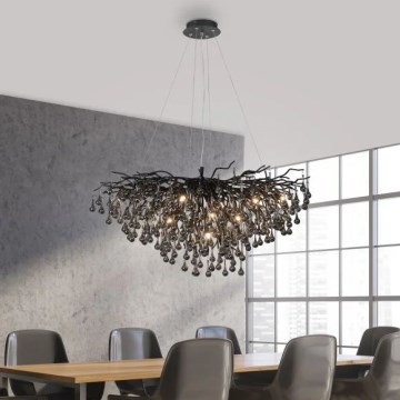Paul Neuhaus 2192-18 - ICICLE-riippuvalaisin vaijerikiinnityksellä 10xG9/40W/230V 50x100 cm musta