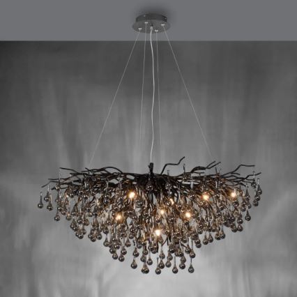Paul Neuhaus 2192-18 - ICICLE-riippuvalaisin vaijerikiinnityksellä 10xG9/40W/230V 50x100 cm musta
