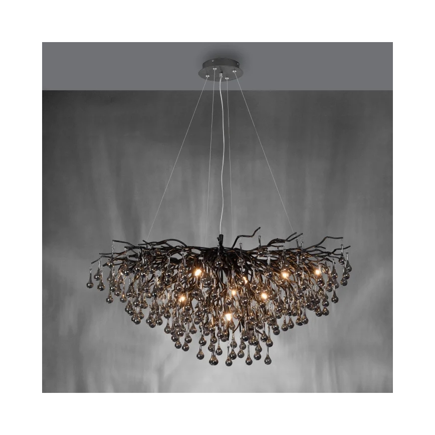 Paul Neuhaus 2192-18 - ICICLE-riippuvalaisin vaijerikiinnityksellä 10xG9/40W/230V 50x100 cm musta