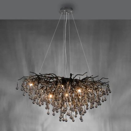 Paul Neuhaus 2192-18 - ICICLE-riippuvalaisin vaijerikiinnityksellä 10xG9/40W/230V 50x100 cm musta
