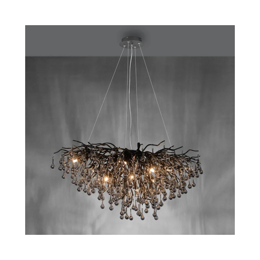 Paul Neuhaus 2192-18 - ICICLE-riippuvalaisin vaijerikiinnityksellä 10xG9/40W/230V 50x100 cm musta