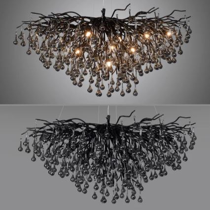Paul Neuhaus 2192-18 - ICICLE-riippuvalaisin vaijerikiinnityksellä 10xG9/40W/230V 50x100 cm musta