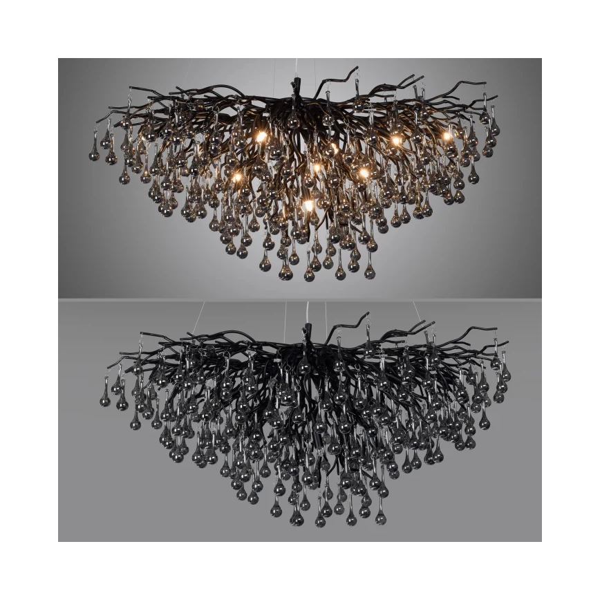 Paul Neuhaus 2192-18 - ICICLE-riippuvalaisin vaijerikiinnityksellä 10xG9/40W/230V 50x100 cm musta