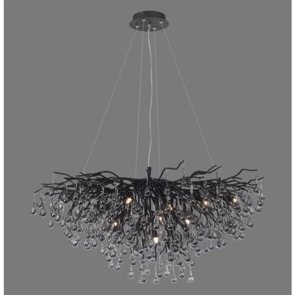 Paul Neuhaus 2192-18 - ICICLE-riippuvalaisin vaijerikiinnityksellä 10xG9/40W/230V 50x100 cm musta