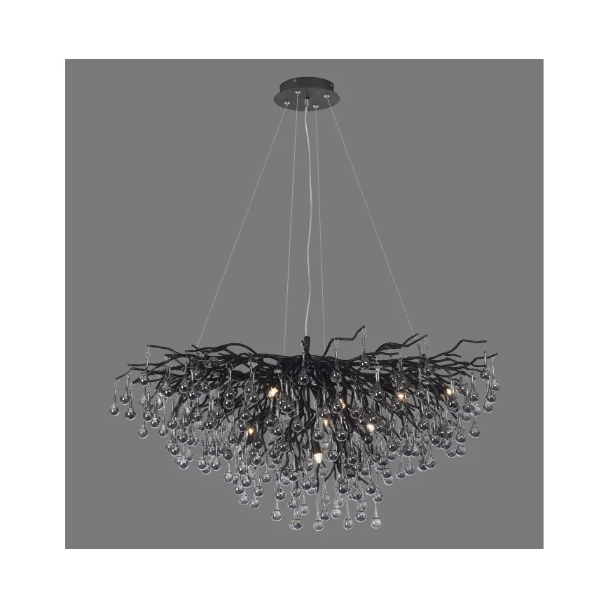 Paul Neuhaus 2192-18 - ICICLE-riippuvalaisin vaijerikiinnityksellä 10xG9/40W/230V 50x100 cm musta