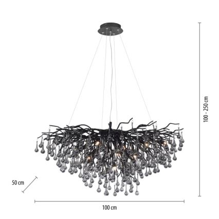 Paul Neuhaus 2192-18 - ICICLE-riippuvalaisin vaijerikiinnityksellä 10xG9/40W/230V 50x100 cm musta