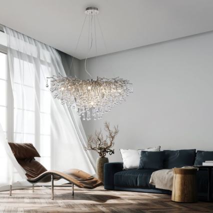 Paul Neuhaus 2192-55 - Kattokruunu johdossa ICICLE 10xG9/40W/230V 50x100 cm kiiltävä kromi