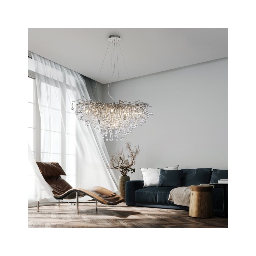 Paul Neuhaus 2192-55 - Kattokruunu johdossa ICICLE 10xG9/40W/230V 50x100 cm kiiltävä kromi