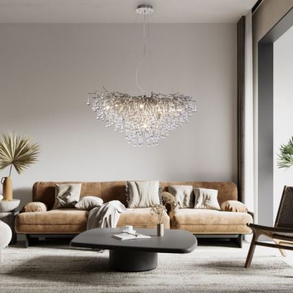 Paul Neuhaus 2192-55 - Kattokruunu johdossa ICICLE 10xG9/40W/230V 50x100 cm kiiltävä kromi