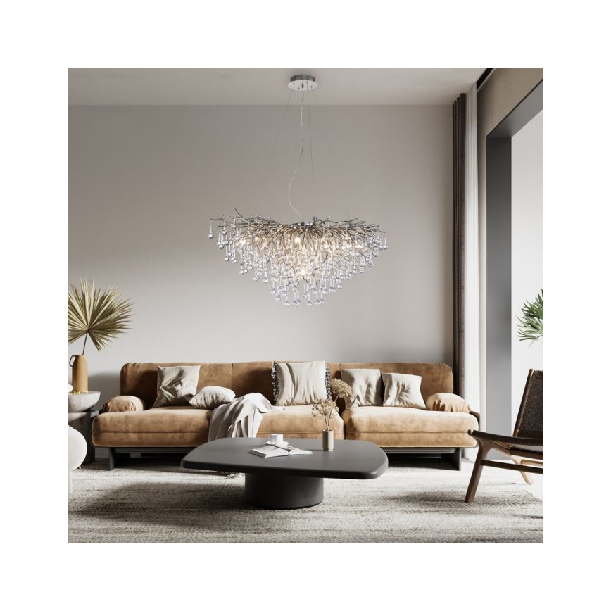 Paul Neuhaus 2192-55 - Kattokruunu johdossa ICICLE 10xG9/40W/230V 50x100 cm kiiltävä kromi
