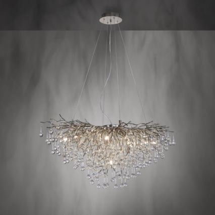 Paul Neuhaus 2192-55 - Kattokruunu johdossa ICICLE 10xG9/40W/230V 50x100 cm kiiltävä kromi