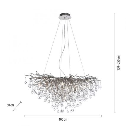 Paul Neuhaus 2192-55 - Kattokruunu johdossa ICICLE 10xG9/40W/230V 50x100 cm kiiltävä kromi