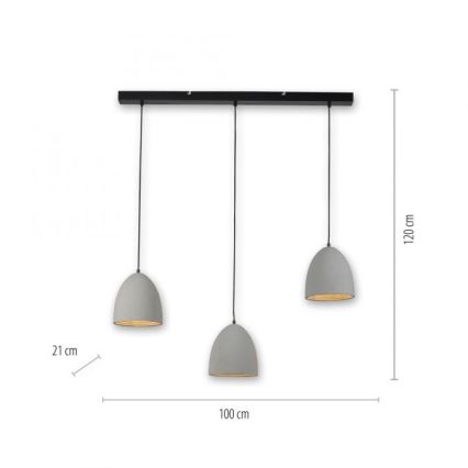 Paul Neuhaus 2233-22 - Kattokruunu johdossa ETON 3xE27/40W/230V