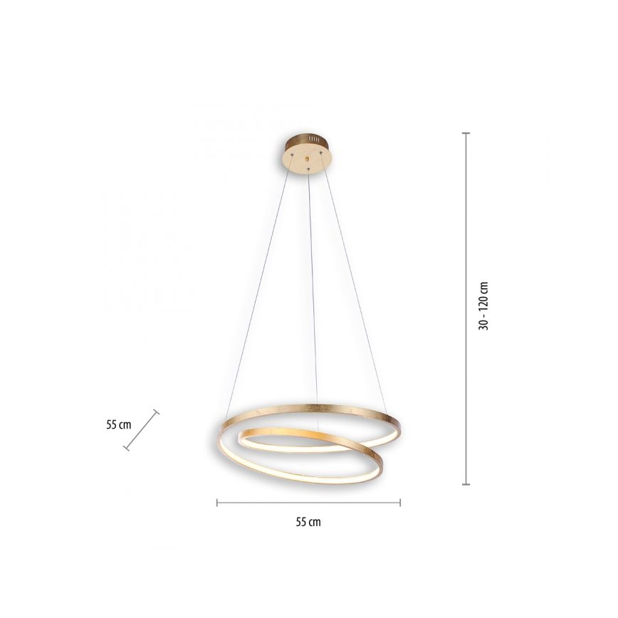 Paul Neuhaus 2472-12 - LED-himmennettävä riippuvalaisin OMAN LED / 30W / 230V kulta