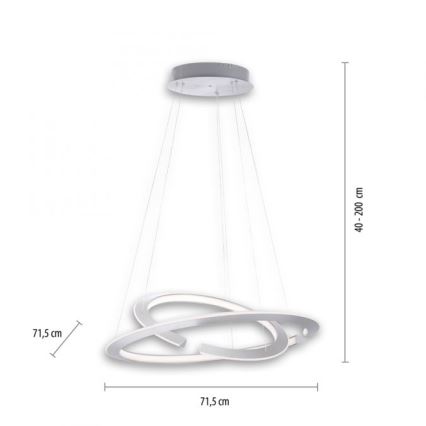 Paul Neuhaus 2491-55 - LED-himmennettävä kattokruunu narulla ALESSA 2xLED / 26W / 230V + RC