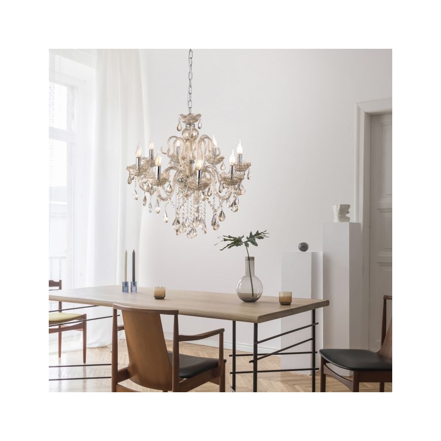 Paul Neuhaus 3081-97 - Kristalli-ketjukattokruunu GRACIA 8xE14/40W/230V kultainen
