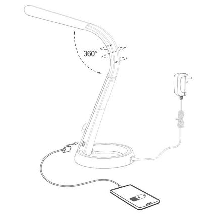 Paul Neuhaus 4591-95 - LED RGB Himmennettävä pöytälamppu BILL LED/5,7W/230V 3000-6500K USB + LED/1,6W mattakromi