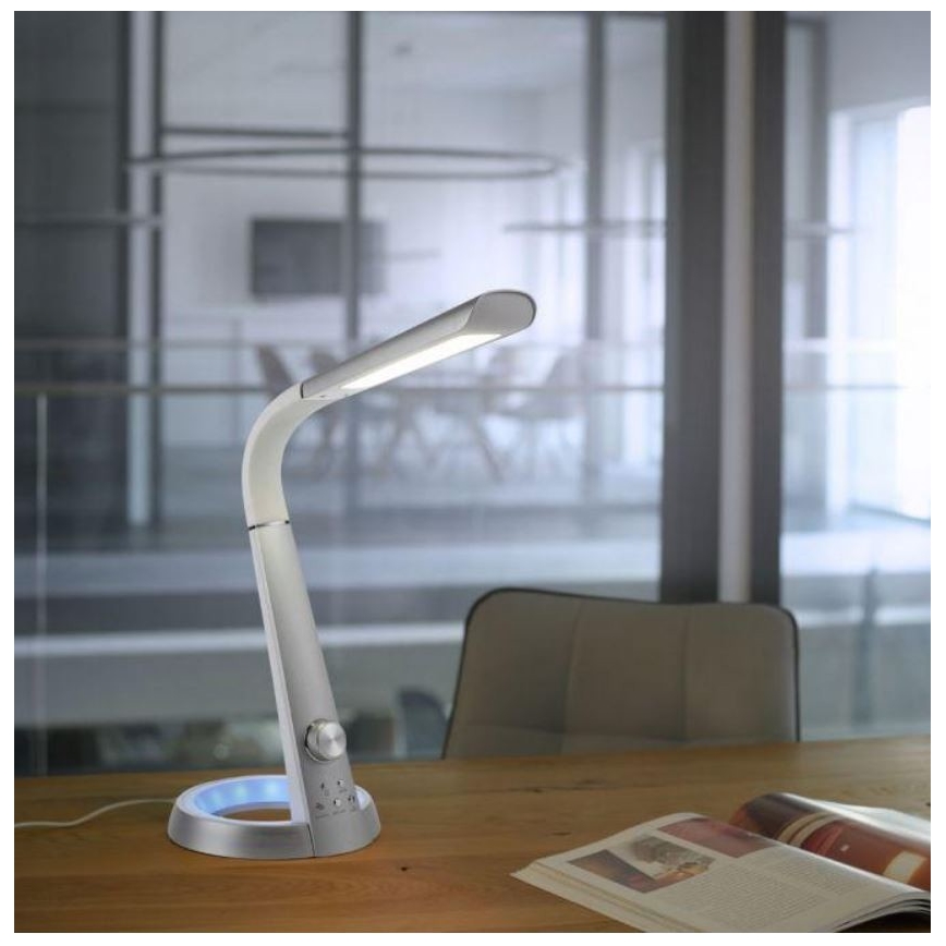 Paul Neuhaus 4591-95 - LED RGB Himmennettävä pöytälamppu BILL LED/5,7W/230V 3000-6500K USB + LED/1,6W mattakromi