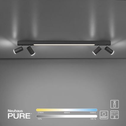 Paul Neuhaus 6121-13 - Himmennettävä LED-kohdevalo PURE 4xLED/4W/230V + LED/9W 2700-5000K + kauko-ohjaus