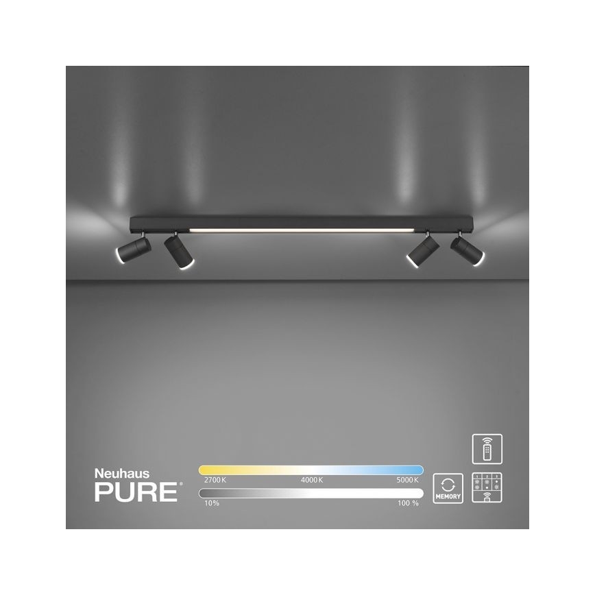 Paul Neuhaus 6121-13 - Himmennettävä LED-kohdevalo PURE 4xLED/4W/230V + LED/9W 2700-5000K + kauko-ohjaus
