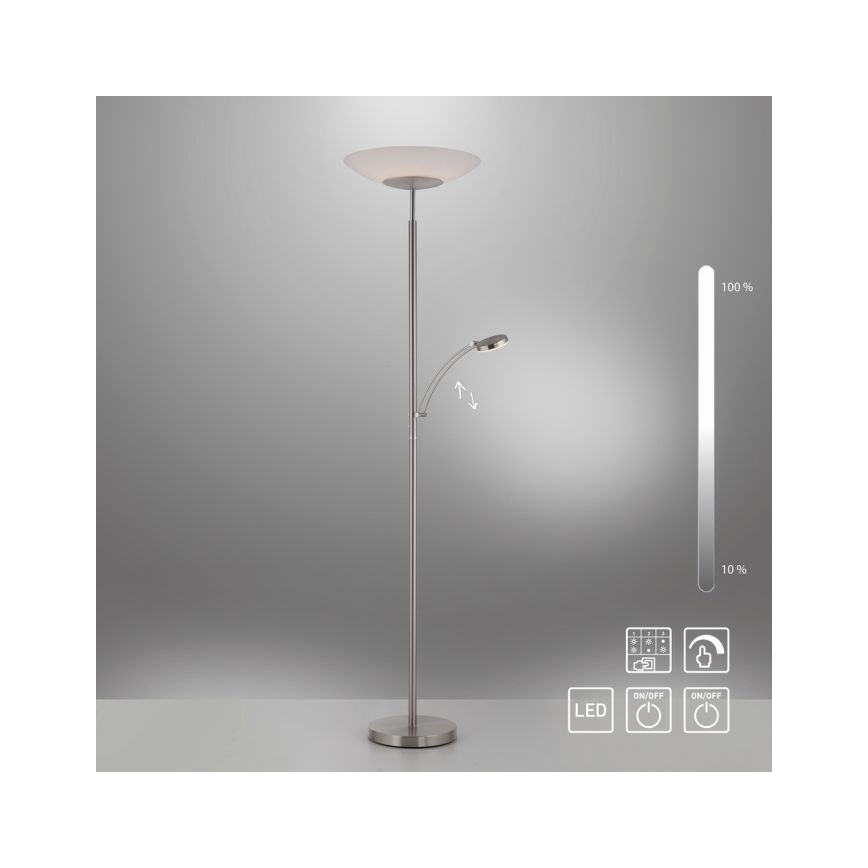 Paul Neuhaus 655-55 - Himmennettävä LED-lattiavalaisin ALFRED 1xLED/28W+1xLED/4W/230V kiiltävä kromi